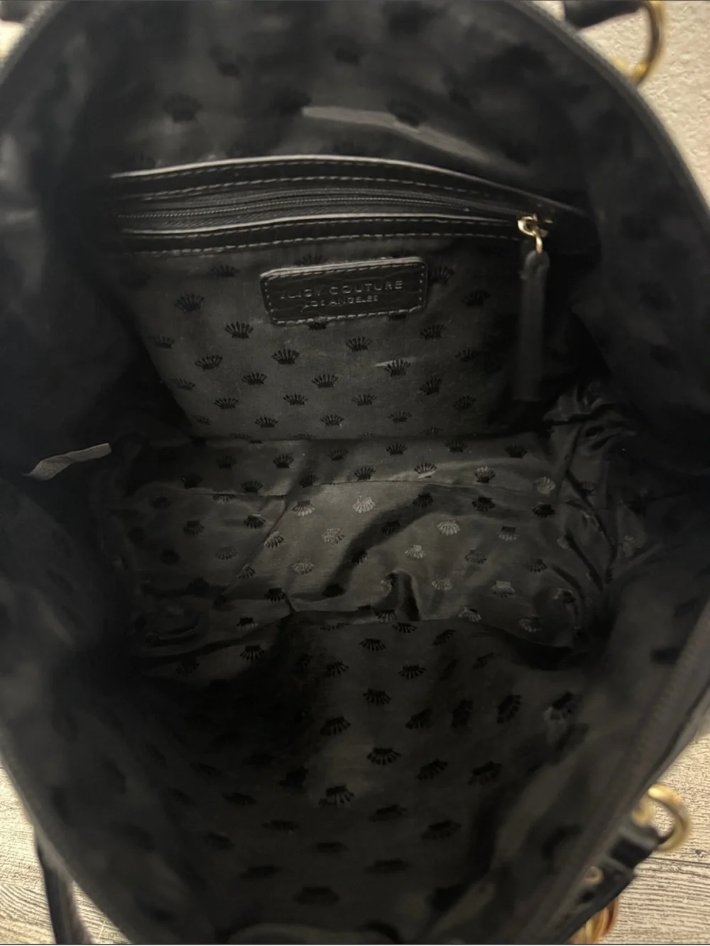 Juicy Couture Black Satchel with Red Flower Charm